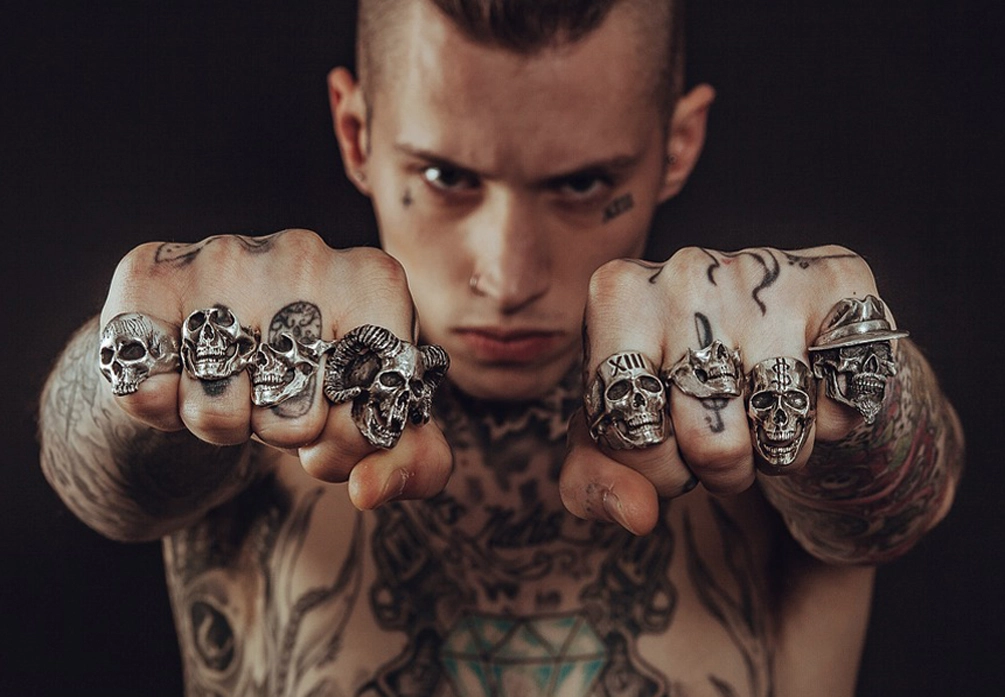 bague skull homme