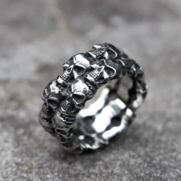 Bague Skull Double Circle