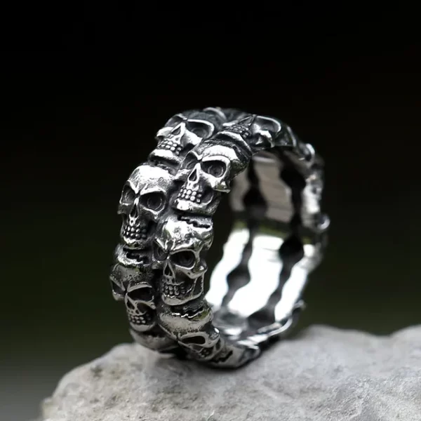 Bague Skull Double Circle