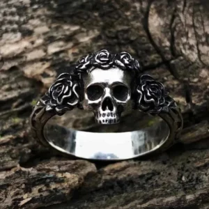 bague skull botanique