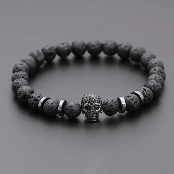 Bracelet Skull Perles Hématite