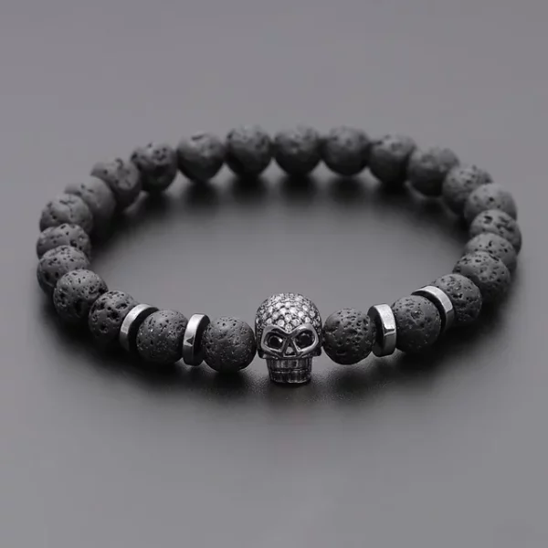 Bracelet Skull Perles Hématite