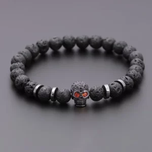 Bracelet Skull Perles Hématite